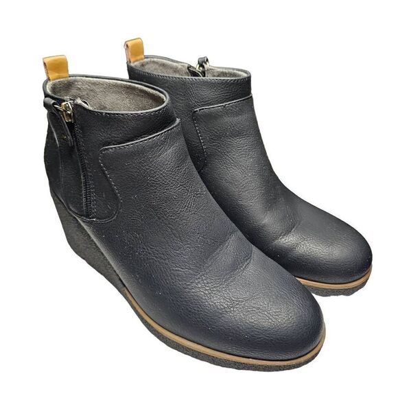 Women's Dr. Scholl's Ankle Boot Bianca Wedge Shoe Size 8.5 Outside Zip - Picture 1 of 12